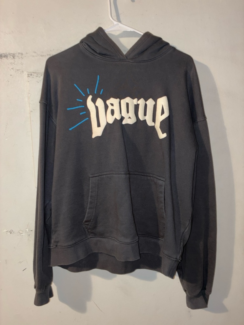 Vague Angel 777 Hoodie Black Puff Print Streetwear Size Large